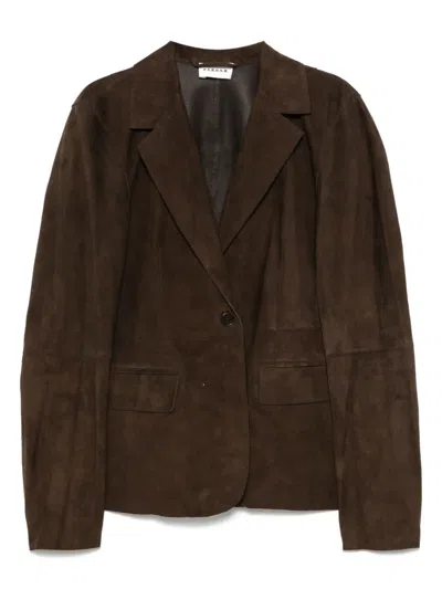 P.a.r.o.s.h Suede Blazer In Brown