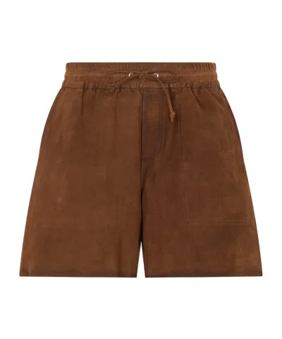 P.a.r.o.s.h . Suede Drawstring Shorts In Brown