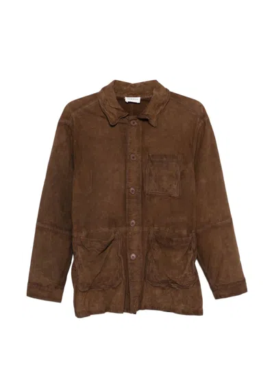 P.a.r.o.s.h Parosh Suede Leather Jacket In Brown