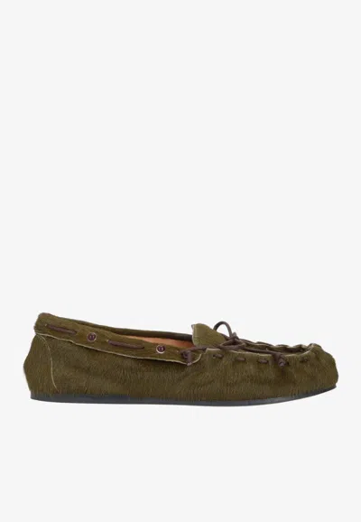 P.a.r.o.s.h Suede Leather Loafers In Green