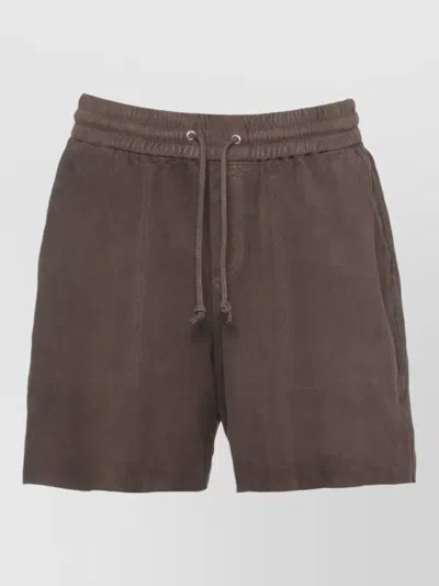 P.a.r.o.s.h Suede Leather Shorts Featuring Four Pockets In Brown