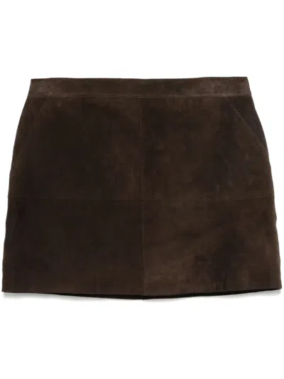 P.a.r.o.s.h Suede Mini Skirt In Brown