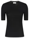 P.a.r.o.s.h Wool Crew Neck Top With Ribbed Texture In Black