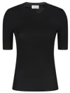 P.a.r.o.s.h Wool Crew Neck Top With Ribbed Texture In Black