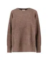 P.a.r.o.s.h Oversized Wool Sweater With Wide Round Neckline In Brown