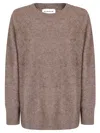 P.a.r.o.s.h Oversized Wool Sweater With Wide Round Neckline In Brown