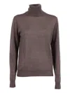 P.a.r.o.s.h Refined Brown Turtleneck Sweater With Lightweight Knit And Ribbed Cuffs In Brown