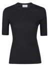 P.a.r.o.s.h Wool Crew Neck Top With Ribbed Texture In Grey