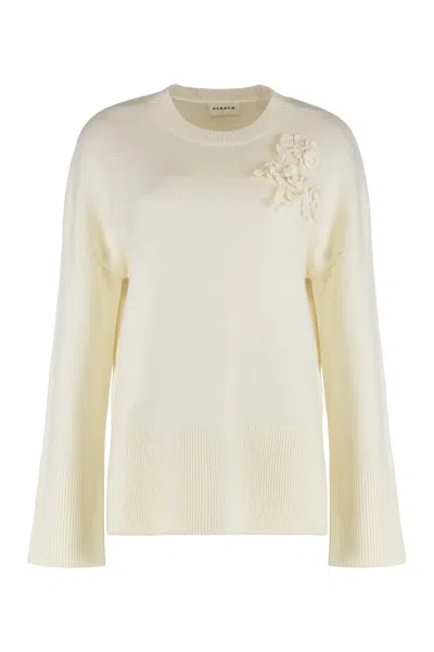 P.a.r.o.s.h . Sweater With A Round Neck In Wool And Cashmere In White