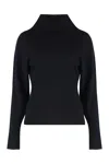P.a.r.o.s.h Black Sweater With High Neck In Wool And Cashmere Woman In Blue