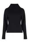 P.a.r.o.s.h Black Sweater With High Neck In Wool And Cashmere Woman In Blue