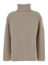 P.a.r.o.s.h Beige Turtleneck Sweater With Dropped Shoulders In Wool And Cashmere Blend Woman In Beige