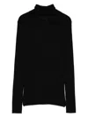 P.a.r.o.s.h Ribbed Turtleneck Top In Black