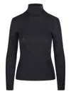 P.a.r.o.s.h Classic Turtleneck In Gray Wool Ribbed Knit In Gray