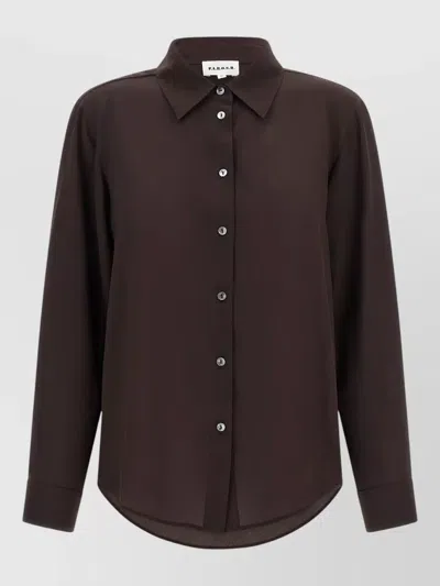 P.a.r.o.s.h Sweet26 Shirt Long Sleeves Rounded Hem In Brown