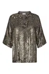 P.a.r.o.s.h Metallic Sequin Blouse With V Neck In Tech Fabric Woman