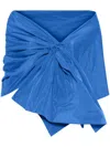 P.a.r.o.s.h Draped Floral Knot Midi Open Rectangle Wrap In Blue