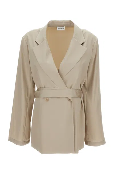 P.a.r.o.s.h Tailored Beige Jacket With Clean Minimalist Design In Gold