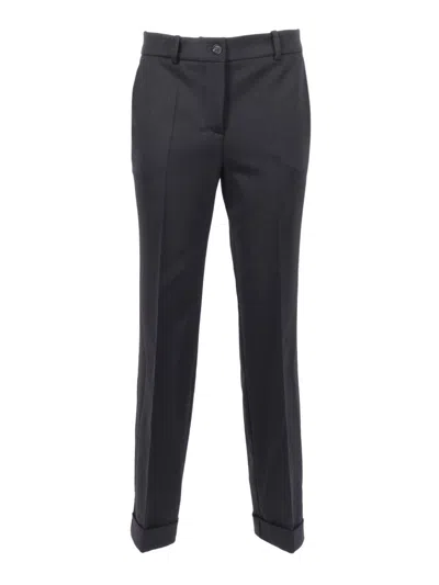 P.A.R.O.S.H TAILORED BLACK TROUSERS WITH CLASSIC WAISTBAND AND SUBTLE CUFF