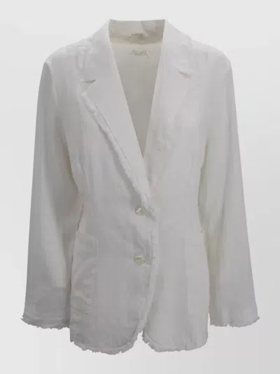 P.a.r.o.s.h Tailored Blazer Frayed Edges Front Pockets Lapel In White