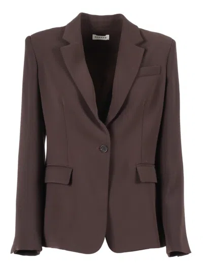 P.A.R.O.S.H TAILORED BROWN BLAZER WITH NOTCHED LAPELS