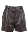 P.a.r.o.s.h Tailored Brown Lamb Leather Bermuda Shorts With High Waist Design In Brown
