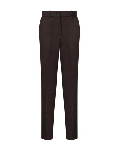 P.a.r.o.s.h Parosh Tailored Brown Linen Pants In Black