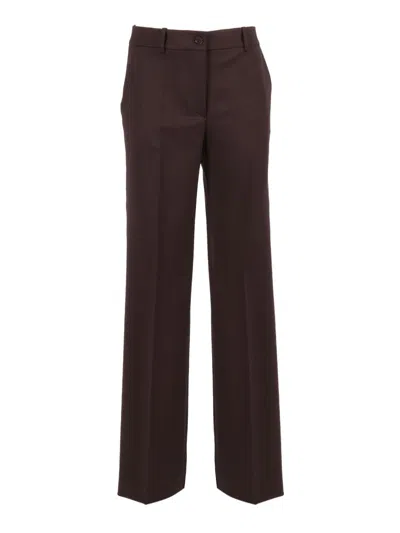P.A.R.O.S.H TAILORED BROWN TROUSERS WITH CLASSIC WAISTBAND