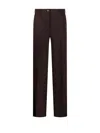 P.a.r.o.s.h Tailored Brown Trousers With Mid-rise Waist And Straight Legs In Burgundy