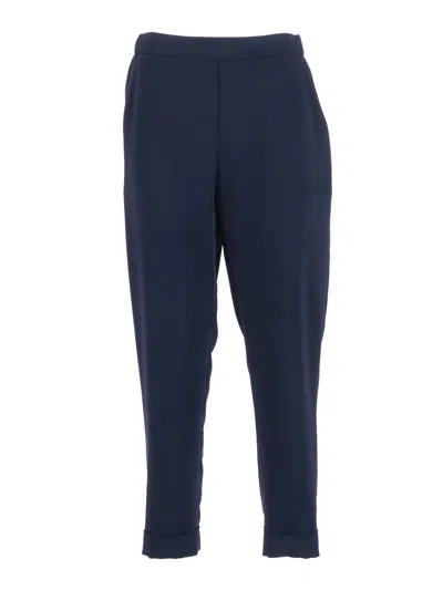 P.a.r.o.s.h Tailored Cropped Matte Straight-leg Pants In Blue