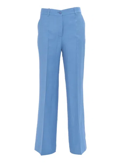 P.a.r.o.s.h Tailored Fit Trousers With Straight Leg Silhouette In Blue