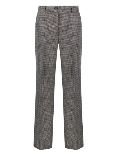 P.A.R.O.S.H TAILORED HOUNDSTOOTH PATTERN PANTS WITH REFINED TEXTURE