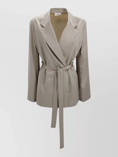 P.a.r.o.s.h Tailored Jacket Belted Waist Long Sleeves In Brown