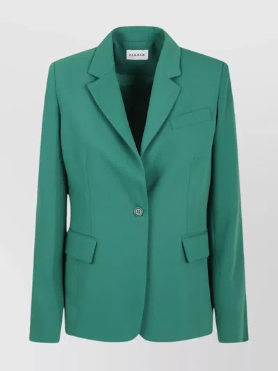 P.a.r.o.s.h Tailored Single Button Jacket With Notched Lapel In Green
