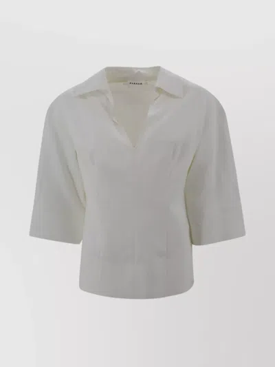 P.a.r.o.s.h Tailored V-neck Blouse French Collar In White