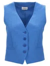 P.a.r.o.s.h . Tailored V-neck Blue Vest With Button Closure