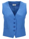 P.a.r.o.s.h . Tailored V-neck Blue Vest With Button Closure In Blue