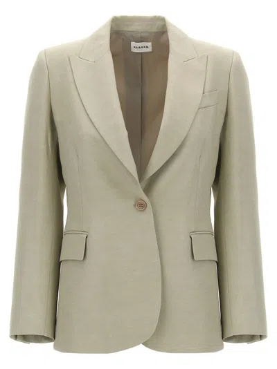 P.a.r.o.s.h Tailored Viscose Linen Blend Blazer In Gray