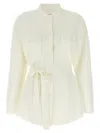 P.a.r.o.s.h . Tailored White Knitted Shirt With Waist Belt In White