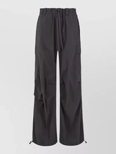 P.a.r.o.s.h Tailored Wide Leg Cargo Pants Belt Loops In Black