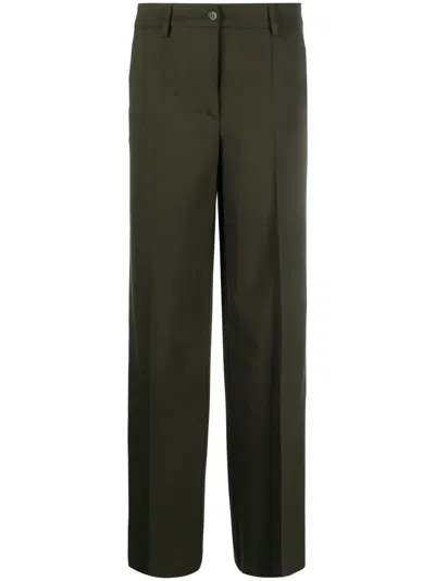 P.a.r.o.s.h Tailored Wide-leg Wool Trousers In Green