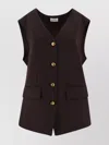 P.a.r.o.s.h Virgin Wool Vest With Gold Button In Brown