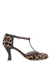 P.a.r.o.s.h Leopard Print Round Toe Heels In Gold