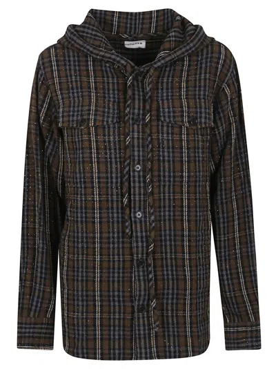 P.A.R.O.S.H PAROSH TARTAN CHECK COTTON SHIRT WITH RHINESTONE ACCENTS