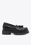 P.a.r.o.s.h Leather Loafers With Tassel Detail And Low Heel In Black