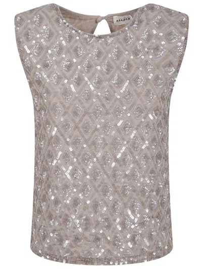 P.a.r.o.s.h Parosh Teardrop Closure Sleeveless Top With Sequined Embroidery