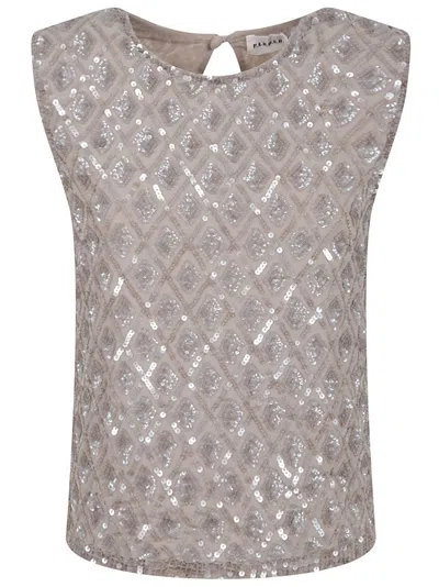 P.a.r.o.s.h Teardrop Closure Sleeveless Top With Sequined Embroidery