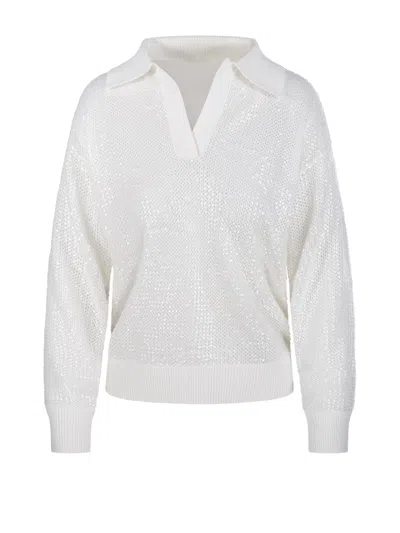 P.a.r.o.s.h Parosh Textured Cotton Sweater With V-neckline In White