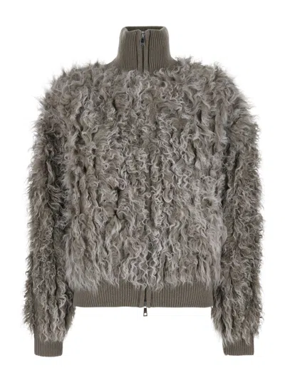 P.a.r.o.s.h . Textured Wool Bomber Jacket In Beige