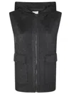 P.a.r.o.s.h Textured Wool Gilet With Flap Pockets In Black